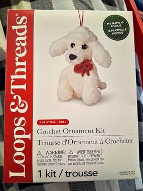 Loops & Threads Pookie the Puppy Crochet Ornament Kit White & Red